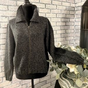 Limited  Ladies Zippered Charcoal Gray Cardigan